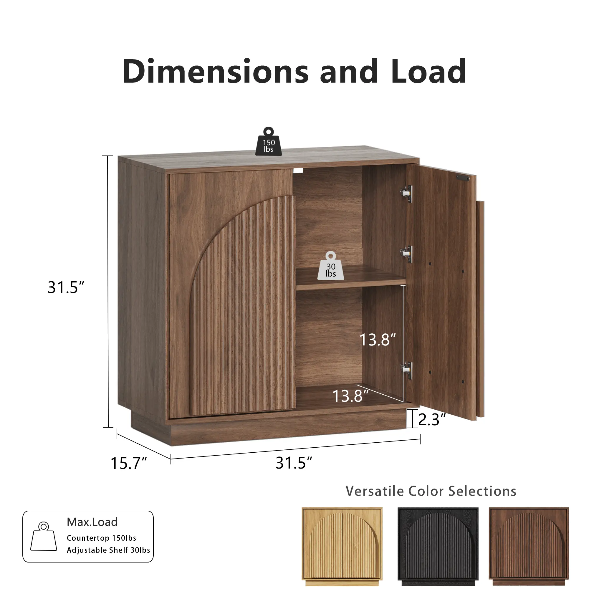 Win2Win Fluted Sideboard Buffet Cabinet – Walnut win2win