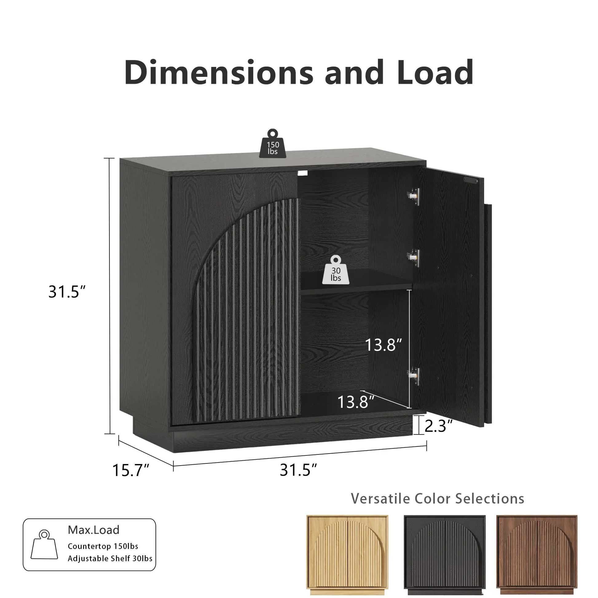 Win2Win Fluted Sideboard Buffet Cabinet – Black win2win