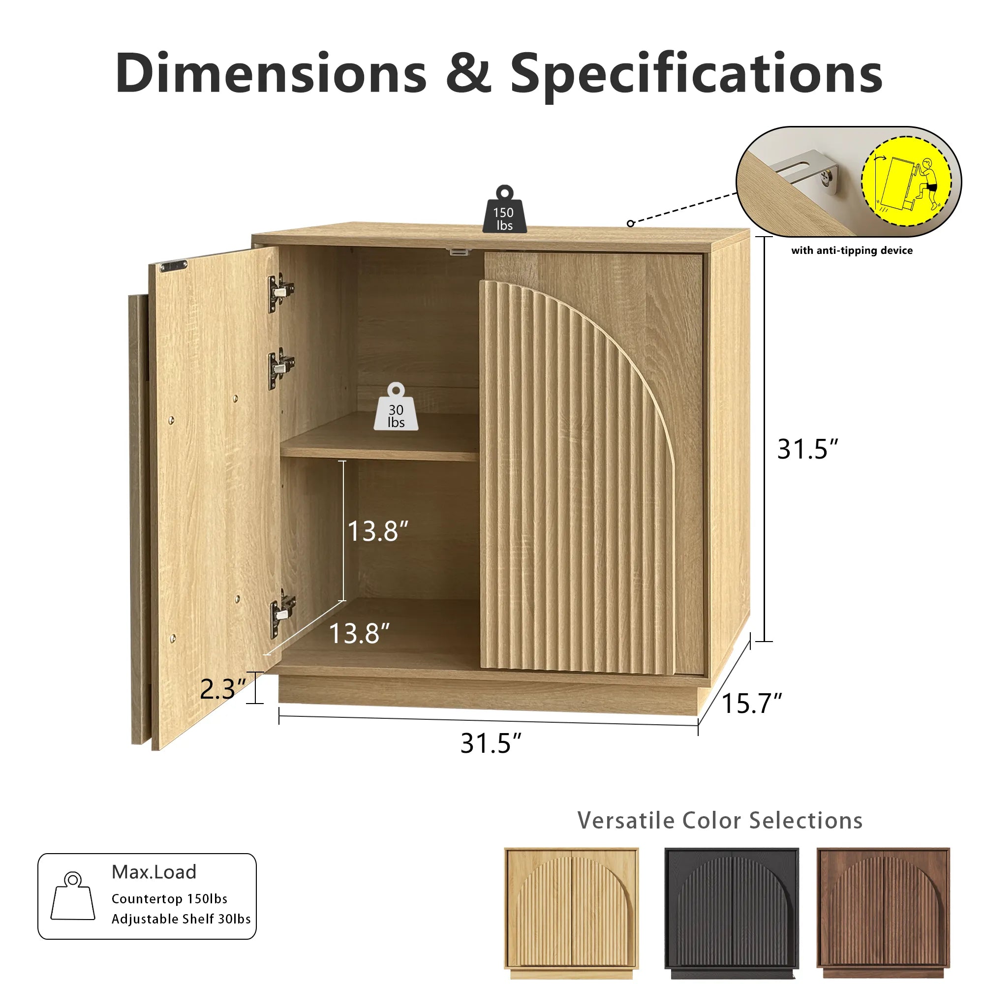 MIN FlU™ Fluted  2-Door Small Sideboard Oak