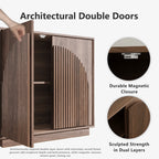 Fluted  2-Door Small Sideboard Walnut