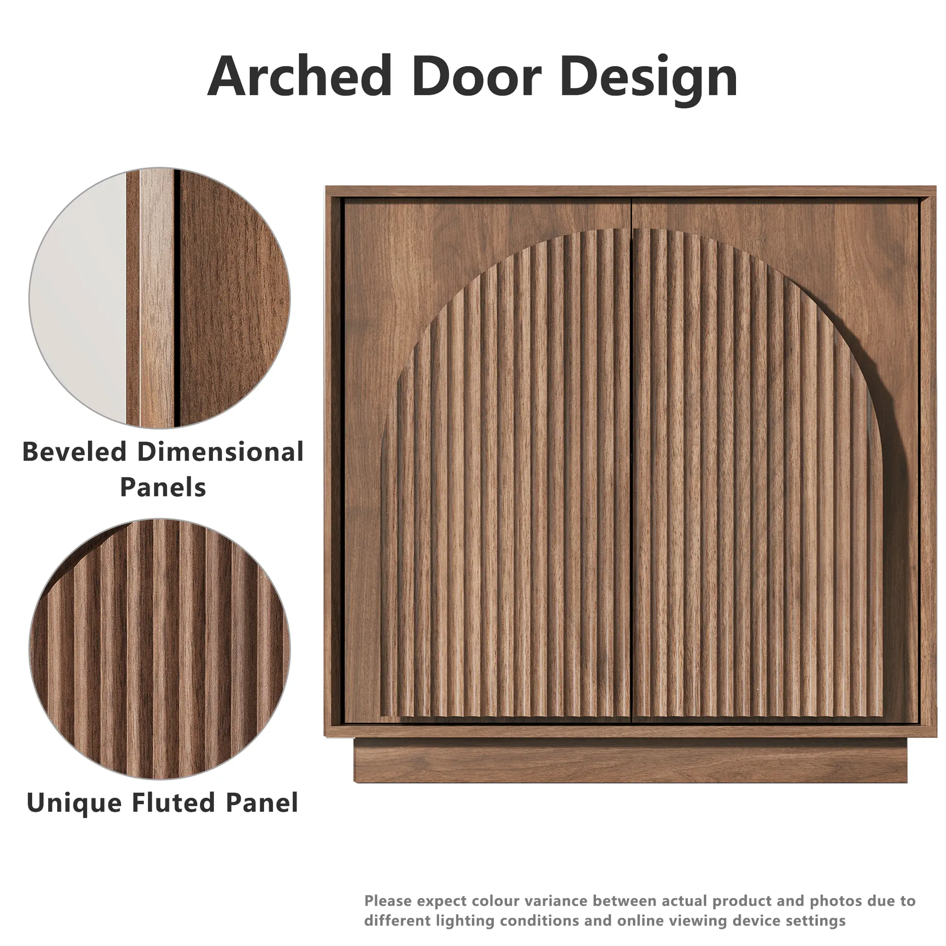 Win2Win Fluted Sideboard Buffet Cabinet – Walnut win2win