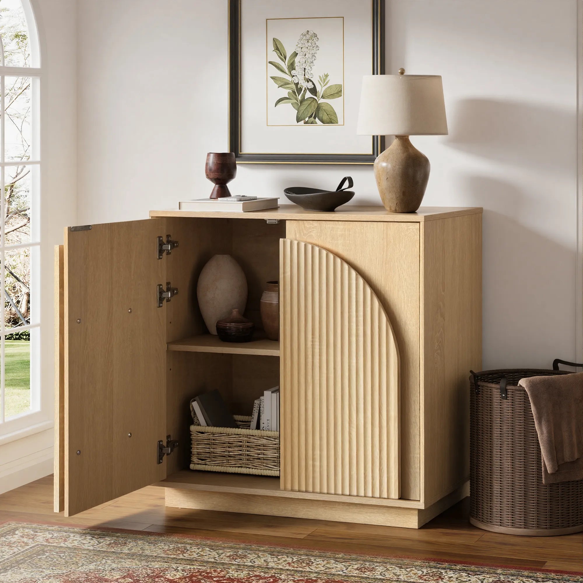 MIN FlU™ Fluted  2-Door Small Sideboard Oak