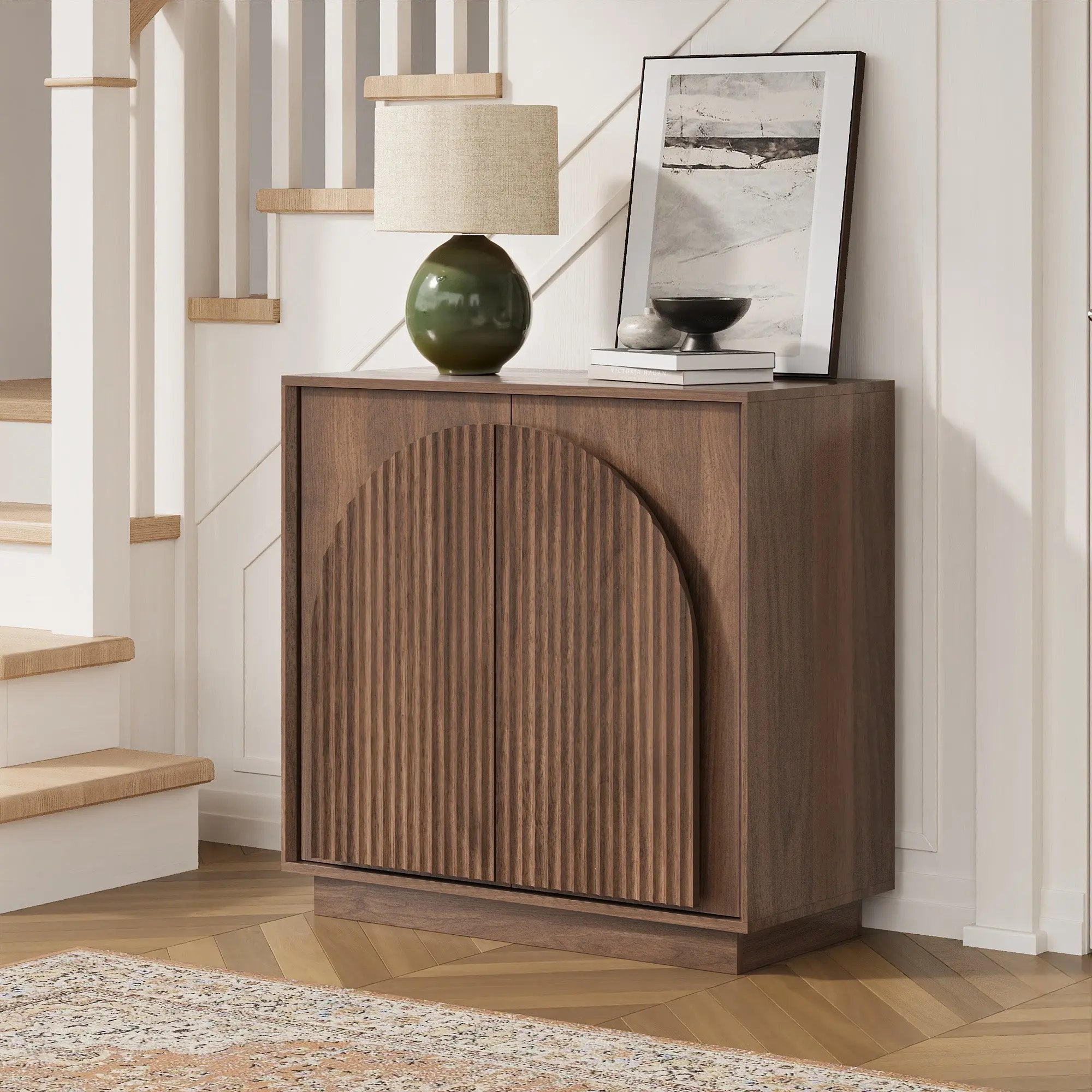 Win2Win Fluted Sideboard Buffet Cabinet – Walnut win2win