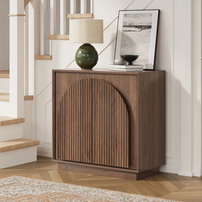 Win2Win Fluted Sideboard Buffet Cabinet – Walnut