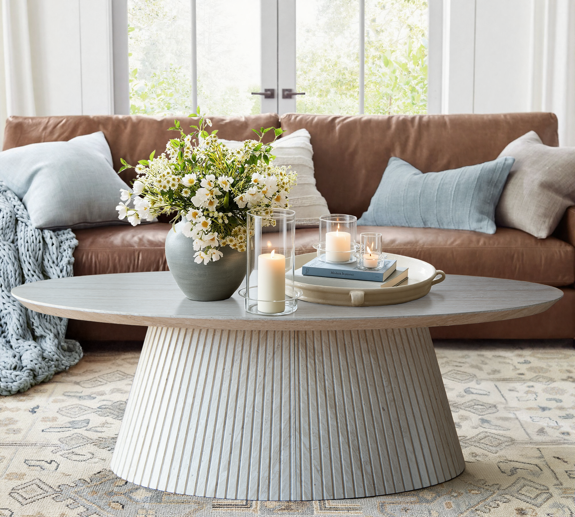 MIN FlU™Groove Oval Coffee Table-Srone