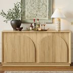 Fluted 4-Door Buffet Cabinet  Oak