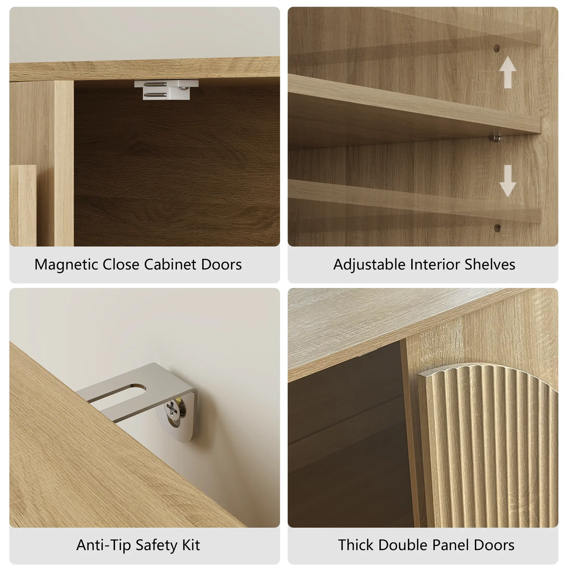 Win2Win Fluted Sideboard Buffet Cabinet – Oak win2win