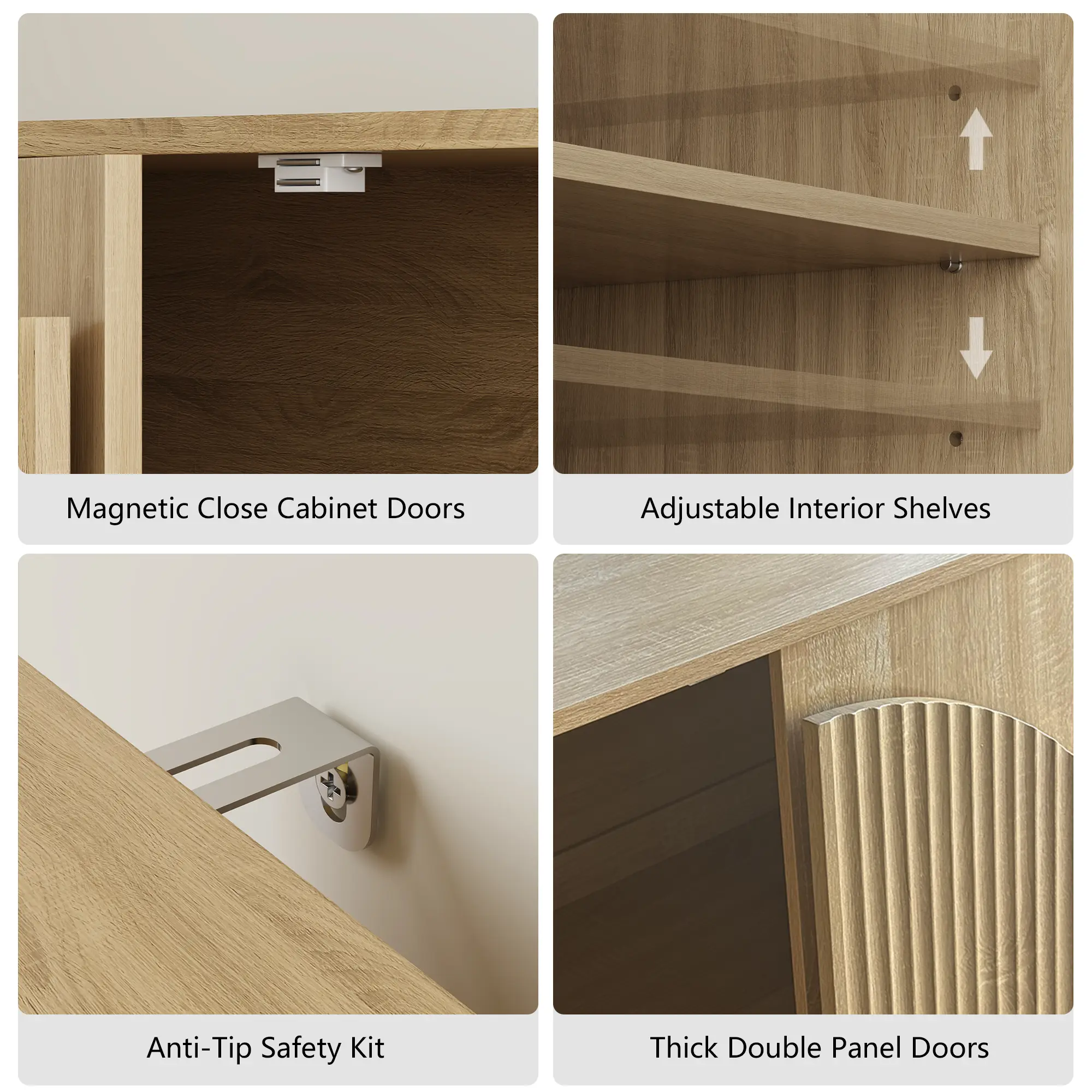 Win2Win Fluted Sideboard Buffet Cabinet – Oak win2win