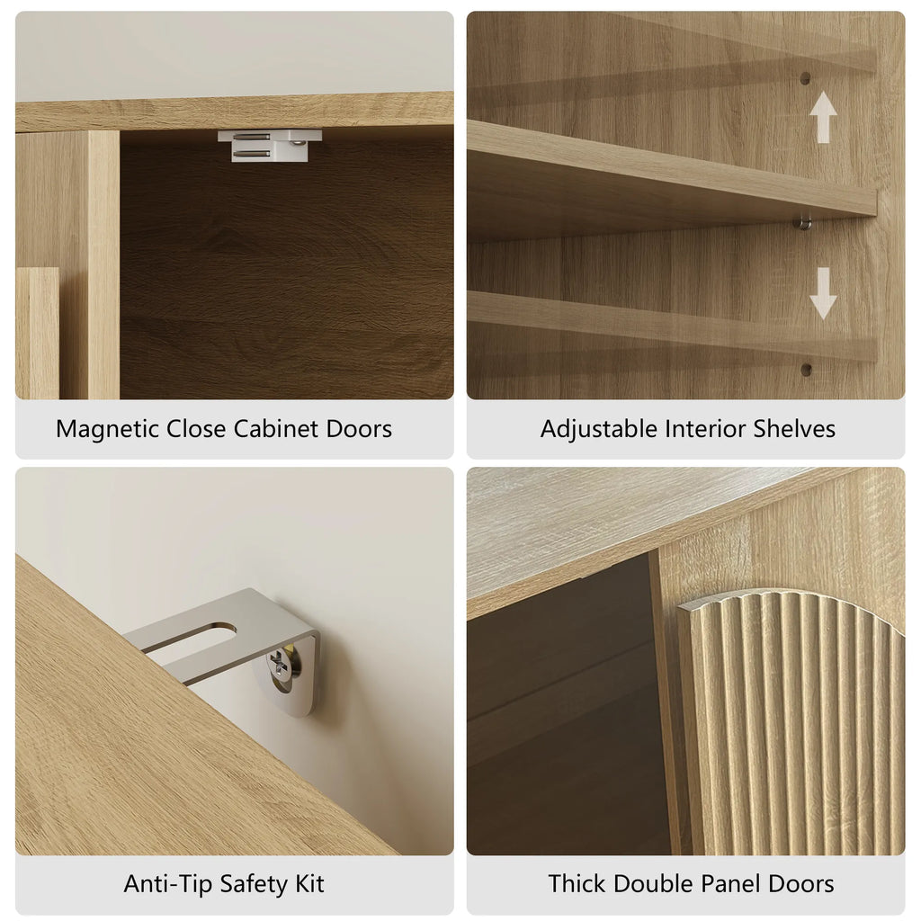Fluted  2-Door Small Sideboard Oak
