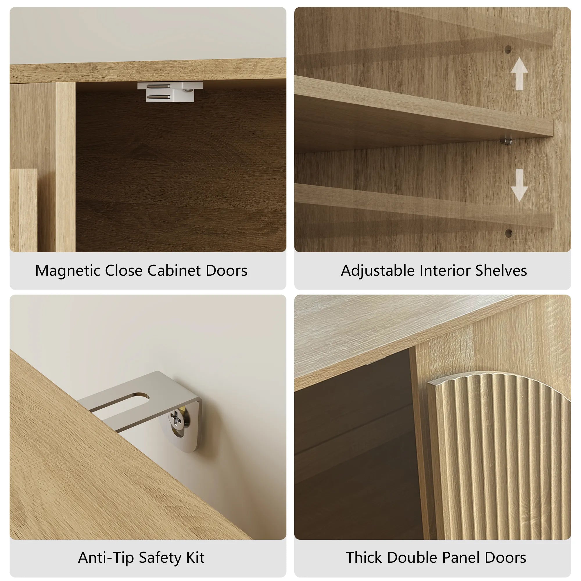 Fluted  2-Door Small Sideboard Oak