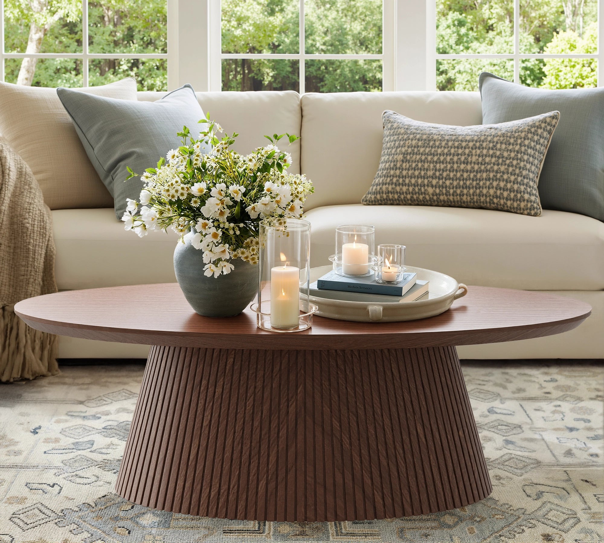 MIN FlU™Groove Oval Lounge Table - Walnut