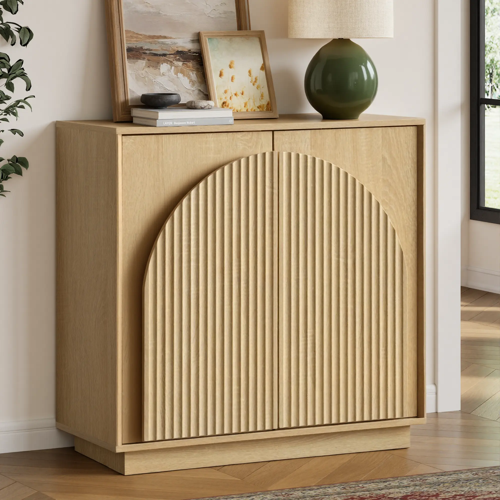 Win2Win Fluted Sideboard Buffet Cabinet – Oak win2win
