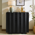win2win Buffet Cabinet with Storage, Mid Century Modern Sideboard with Wave Design, Wood Grain Finish, Credenza with Adjustable Shelves, Modular Accent Cabinets for Living Dining Room Hallway, Black