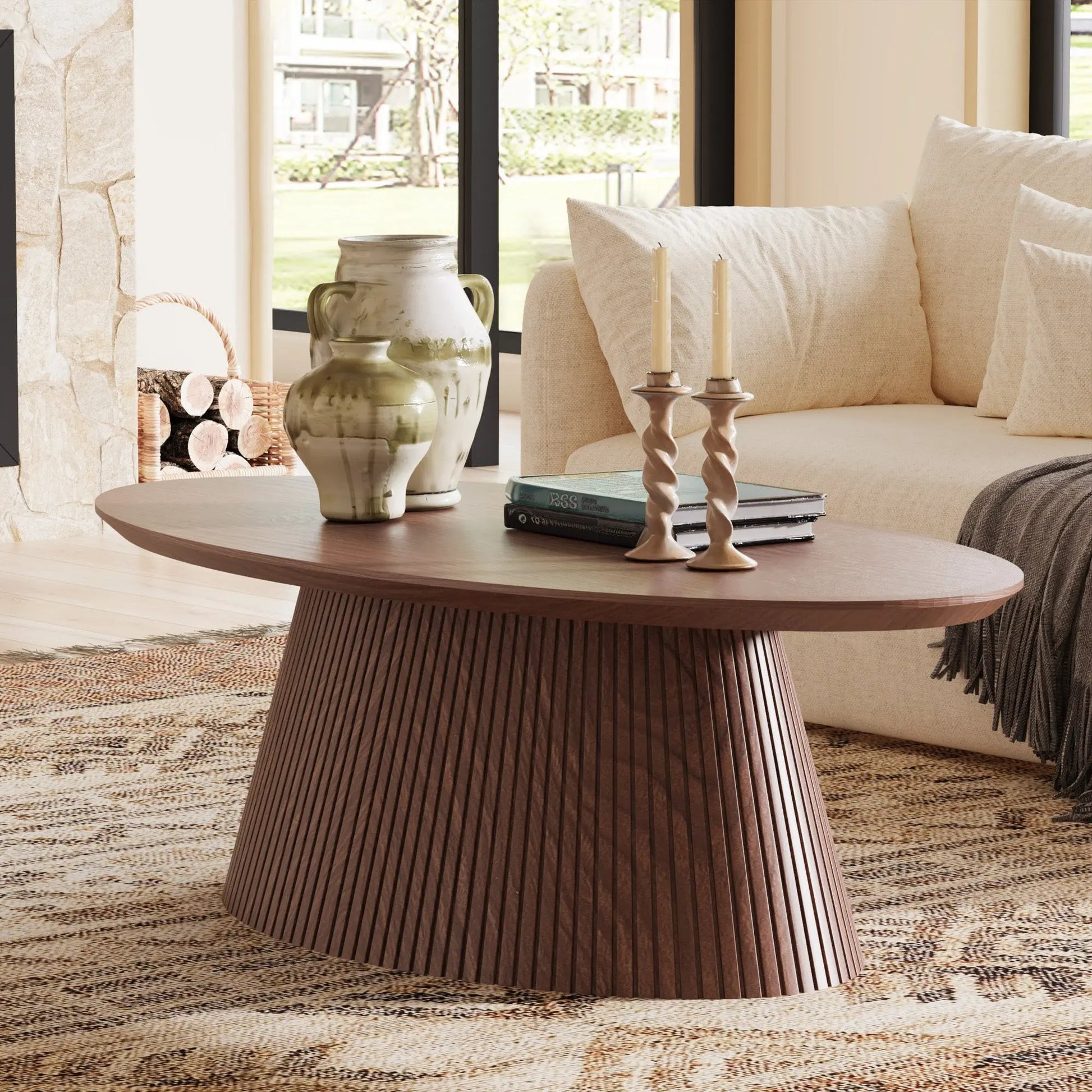 Win2Win Walnut Oval Coffee Table win2win