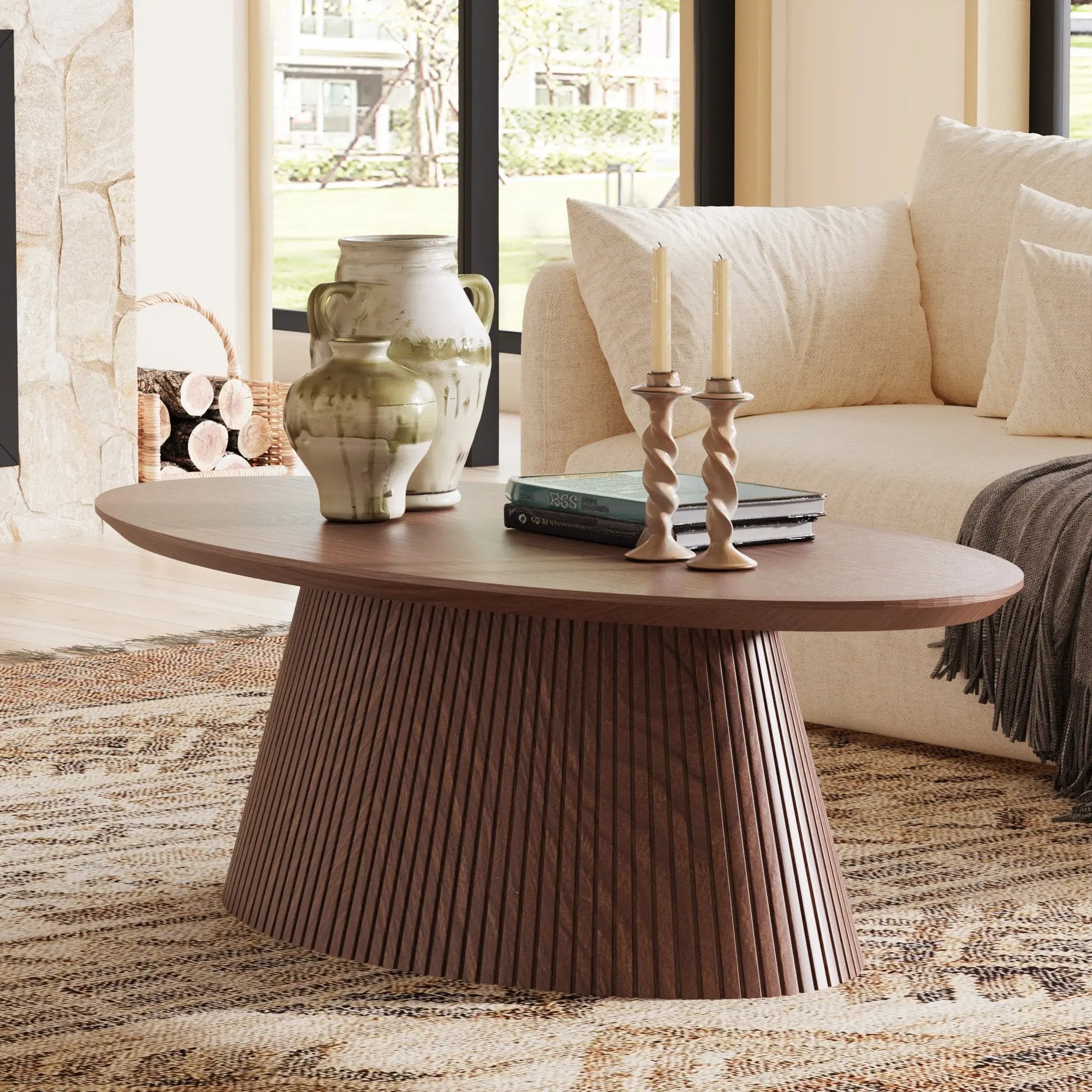 Win2Win Walnut Oval Coffee Table win2win