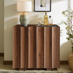 win2win Buffet Cabinet with Storage, Mid Century Modern Sideboard with Wave Design, Wood Grain Finish, Credenza with Adjustable Shelves, Modular Accent Cabinets for Living Dining Room Hallway, Walnut