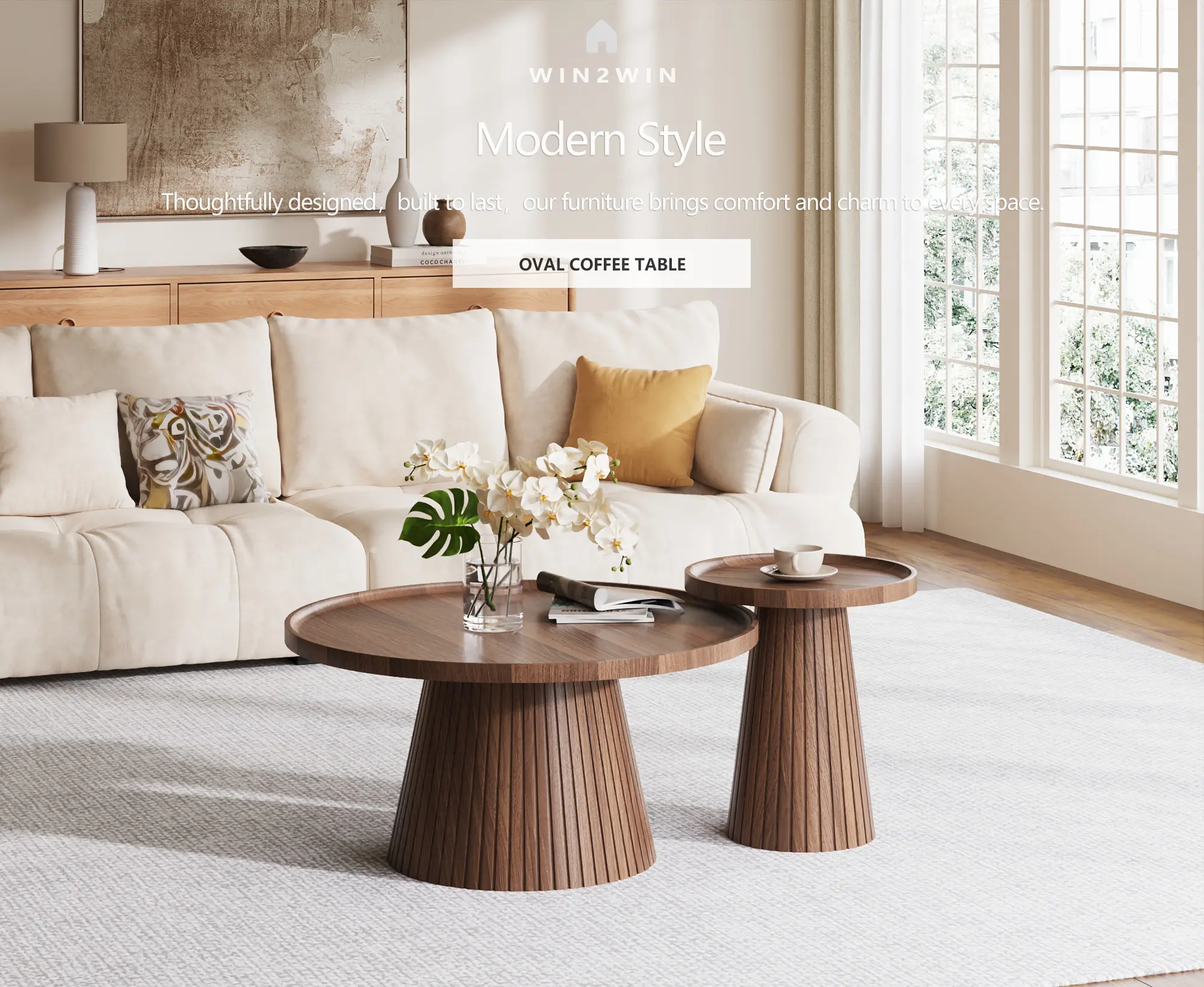 Win2Win Nesting Coffee Table Set of 2 – Walnut win2win