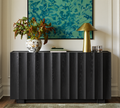 win2win Buffet Cabinet with Storage, Mid Century Modern Sideboard with Wave Design, Wood Grain Finish, Credenza with Adjustable Shelves, Modular Cabinets for Living Dining Room Hallway, Black