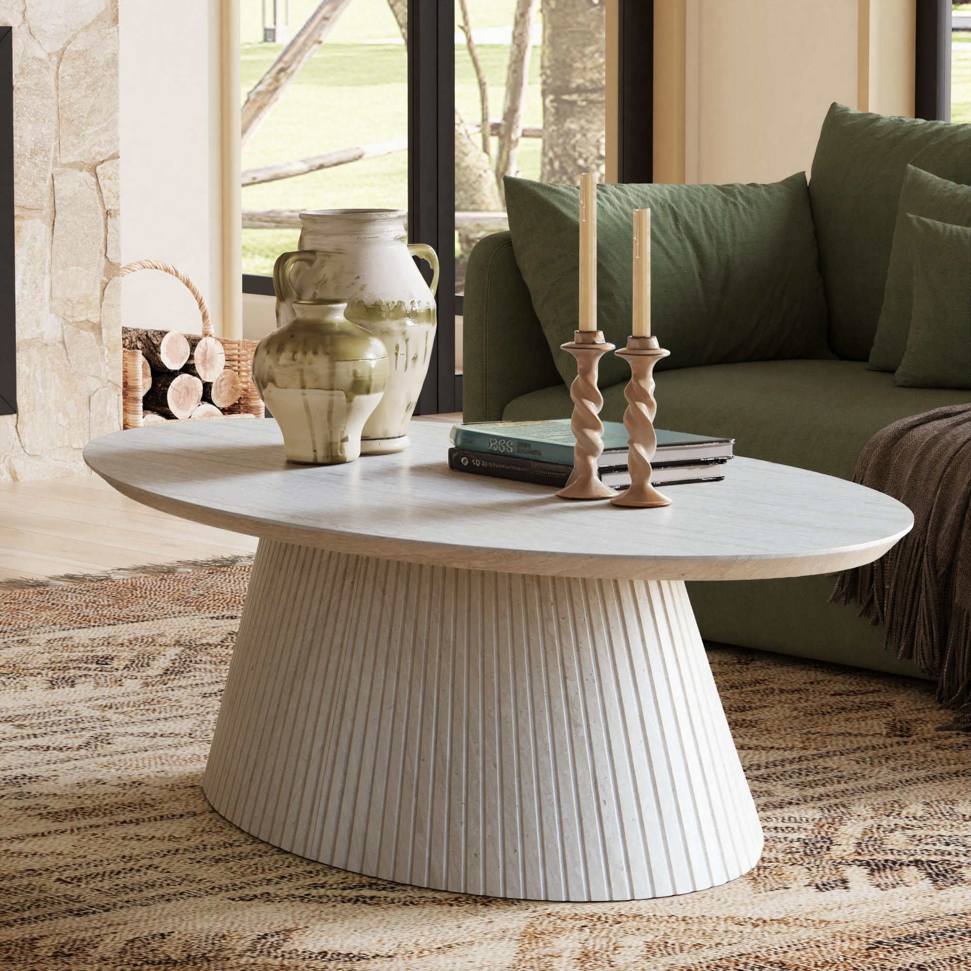 Oval Coffee Table-Srone
