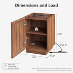 win2win Side Table with Charging Station, Mid Century Modern End Table with Wave Design, Wood Grain Finish, 15.4" Nightstand with Storage, Bedside Table for Bedroom Living Room, Walnut