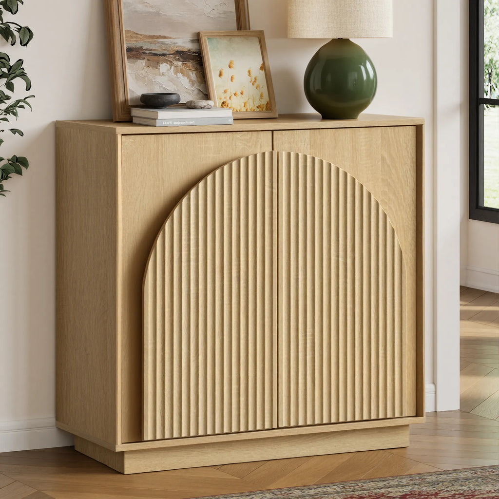 Fluted  2-Door Small Sideboard Oak