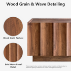 win2win Square Coffee Table with Storage, Mid Century Modern Coffee Table with Wave Design, Wood Grain Finish, Minimalist Center Table with Top-Edge Finger Pull Design for Living Room, Office, Walnut