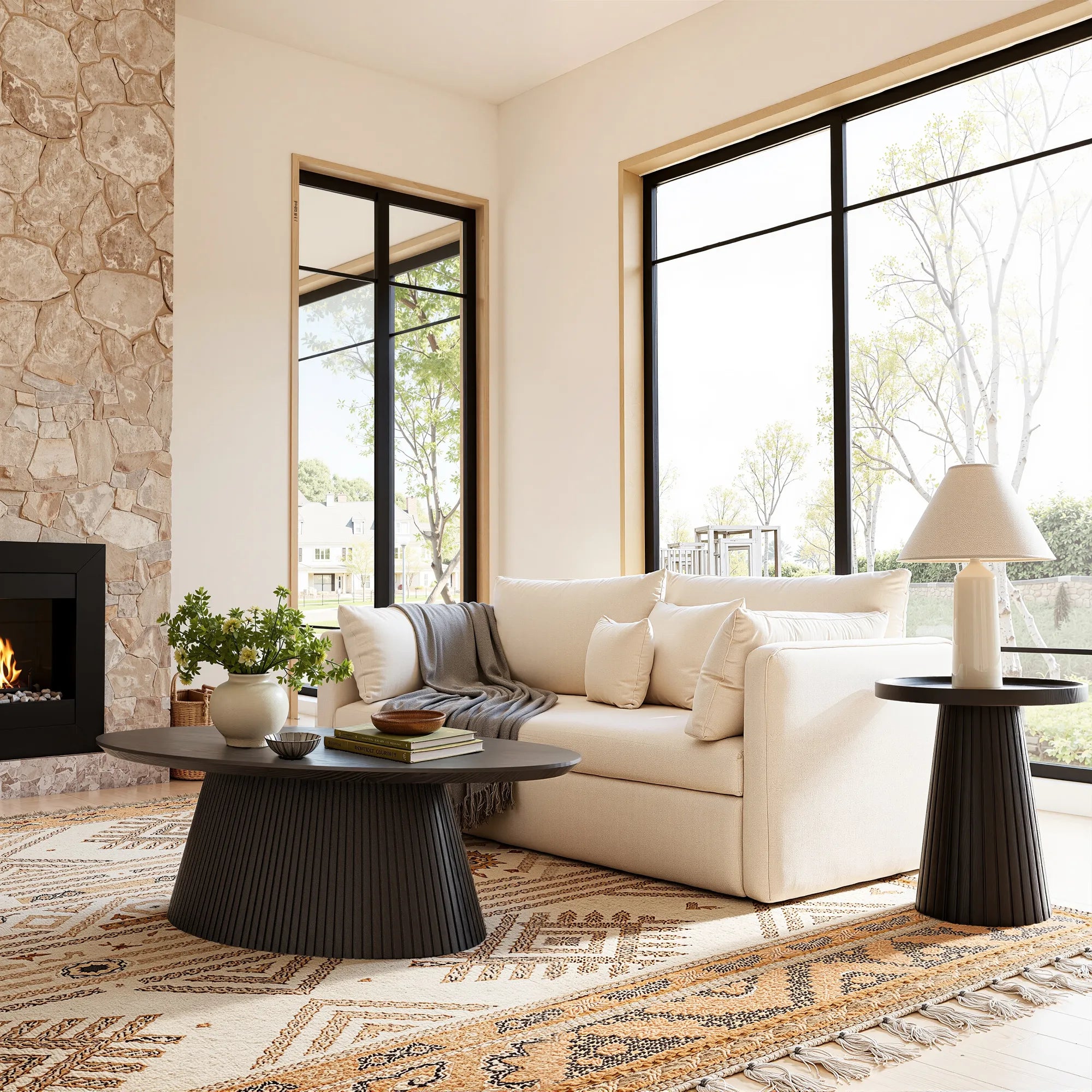 MIN FlU™Groove Oval Lounge Table - Black