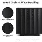 win2win Buffet Cabinet with Storage, Mid Century Modern Sideboard with Wave Design, Wood Grain Finish, Credenza with Adjustable Shelves, Modular Accent Cabinets for Living Dining Room Hallway, Black