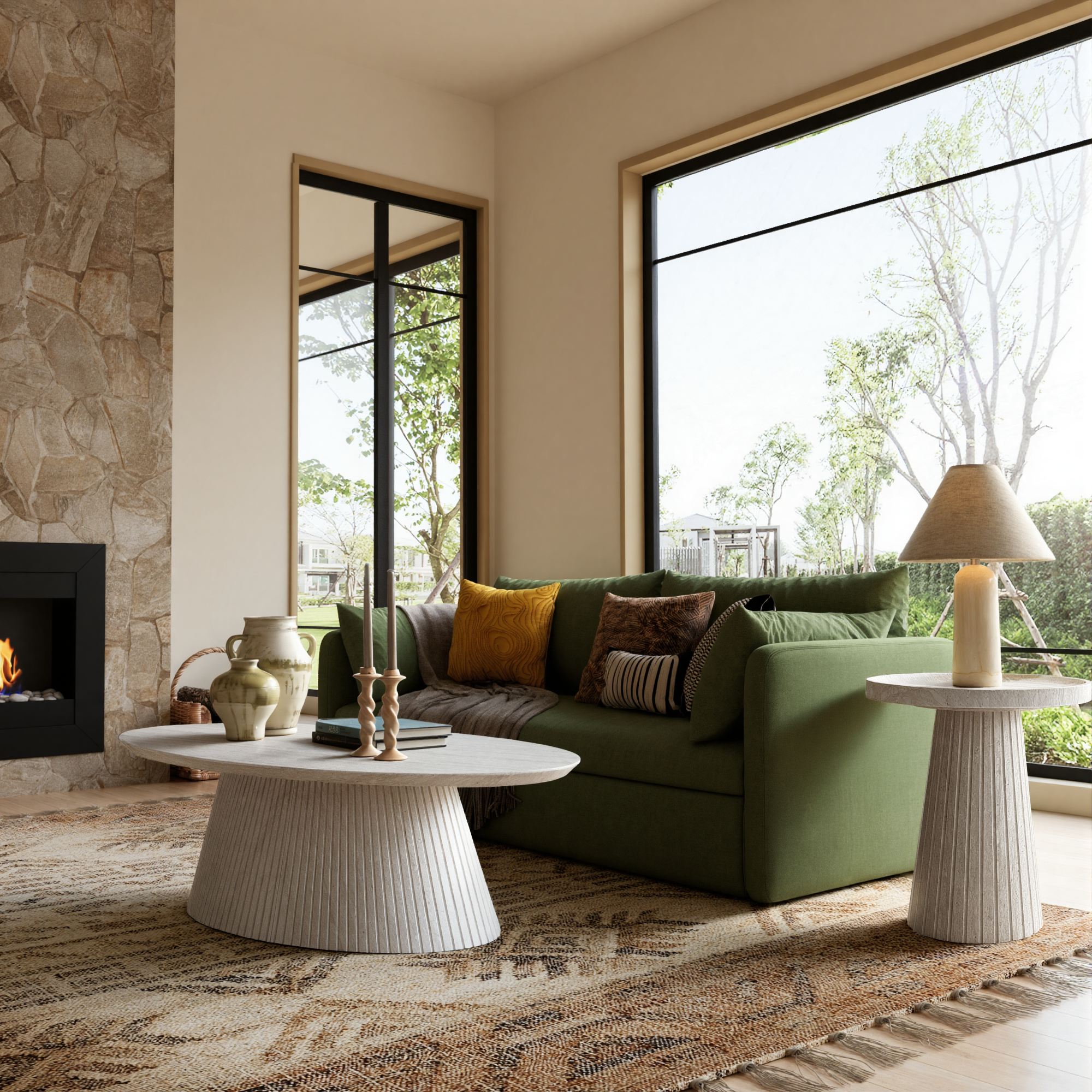 Oval Coffee Table-Srone