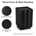 win2win Side Table with Charging Station, Modern Minimalist End Table with Wave Design, Wood Grain Finish, 15.4" Nightstand with Storage, Bedside Table for Bedroom Living Room, Black