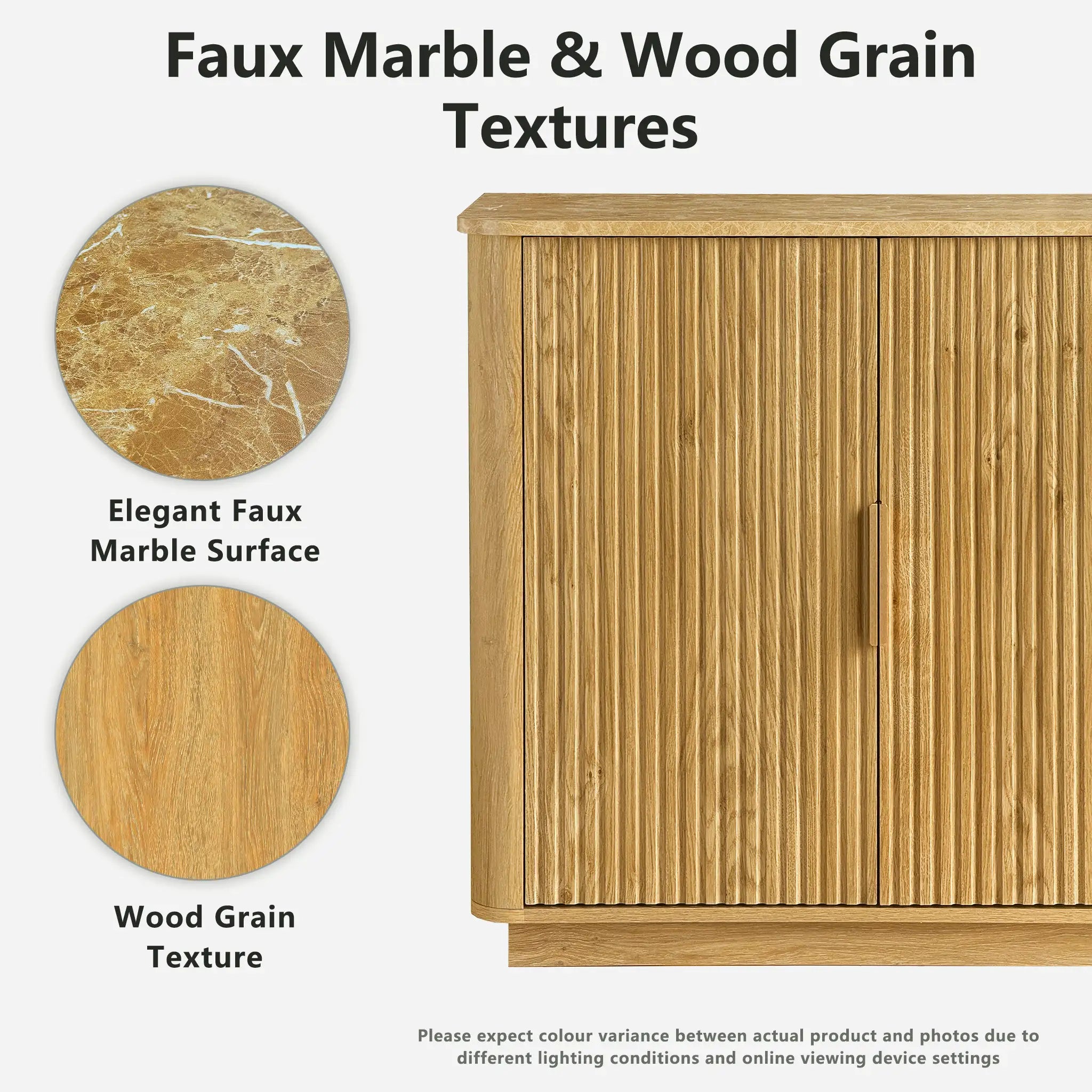 MINORA™ Arco Fluted 4-Door Sideboard – Golden Oak