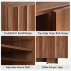 win2win 61" TV Stand for 70 Inch TV, Mid Century Modern TV Stand with Wave Design, Wood Grain Finish, Media Console with Adjustable Shelves, Entertainment Center for Living Room Bedroom, Walnut