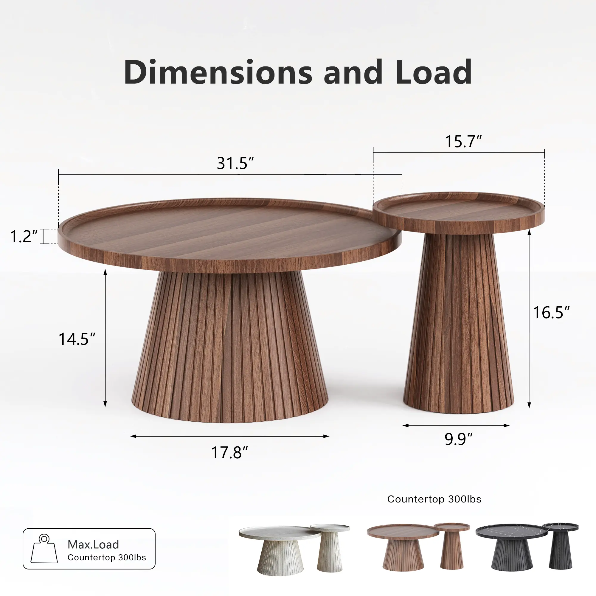 Win2Win Nesting Coffee Table Set of 2 – Walnut win2win