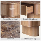 Win2win Fluted Coffee Table with Storage, Mid Century Modern Coffee Table with Faux Marble Top, Minimalist Rectangle Center Table with Sculptural Pedestal Legs & Drawers for Living Room/Office, Walnut Visit the win2win Store