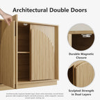 Fluted 4-Door Buffet Cabinet  Oak
