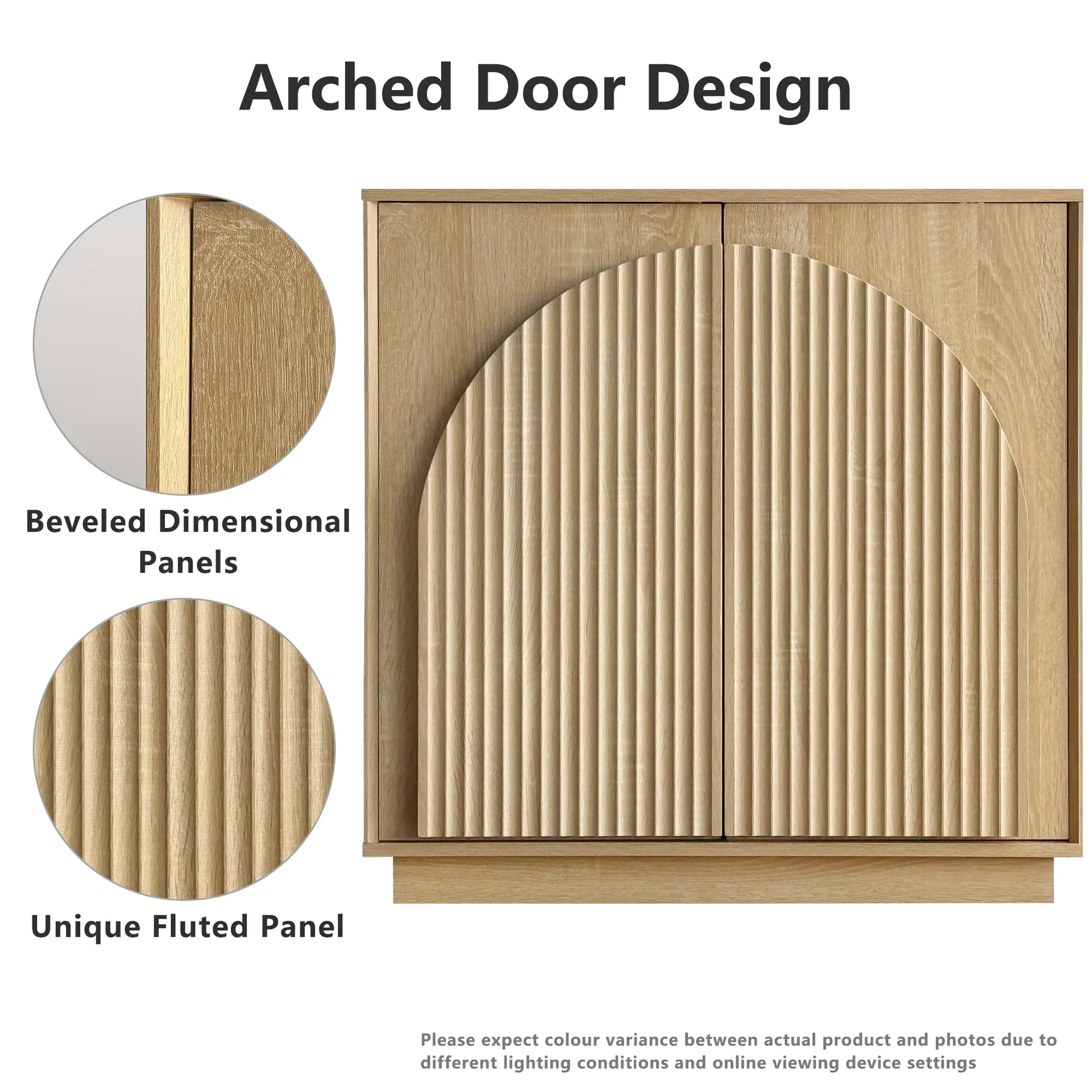 Win2Win Fluted Sideboard Buffet Cabinet – Oak win2win