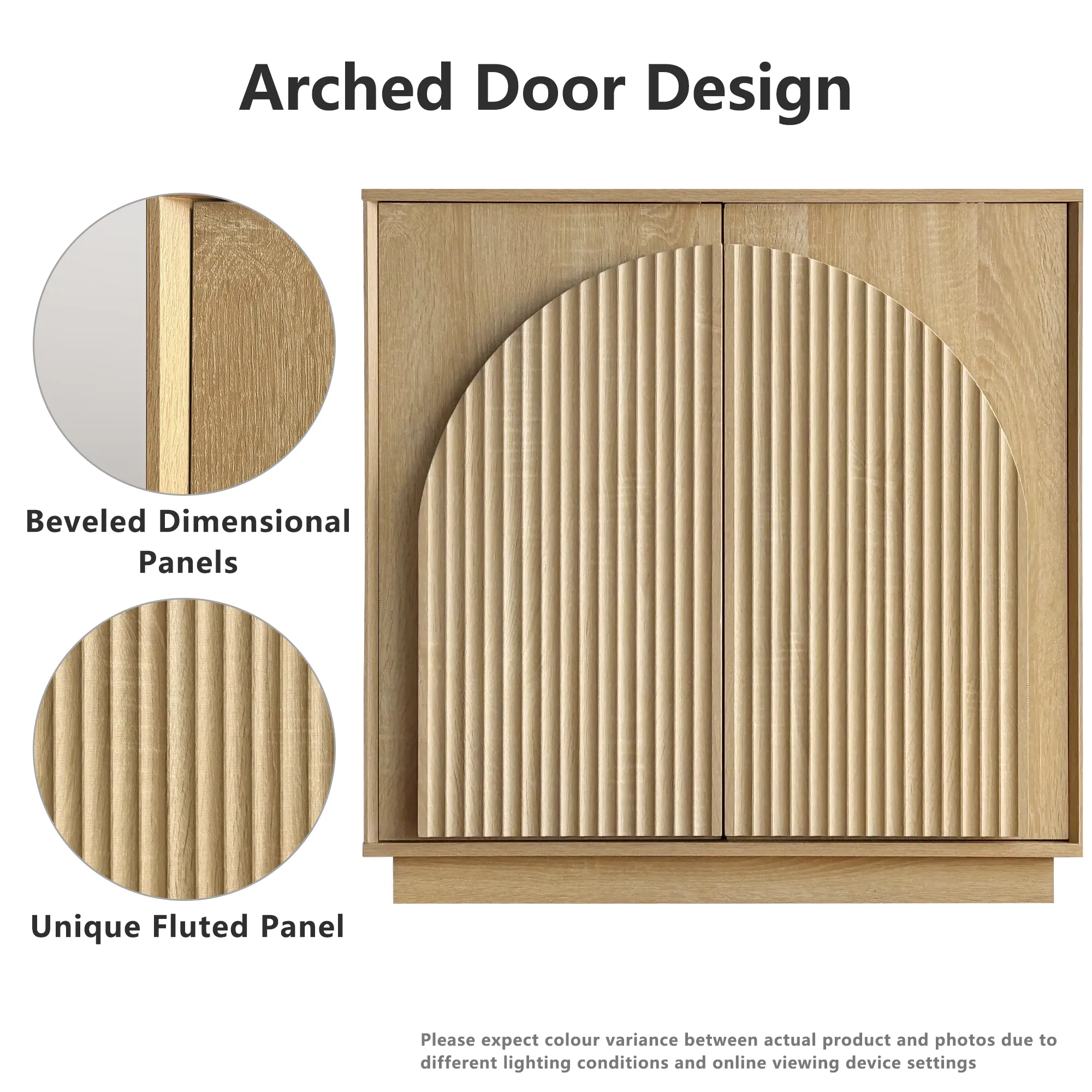 Win2Win Fluted Sideboard Buffet Cabinet – Oak win2win