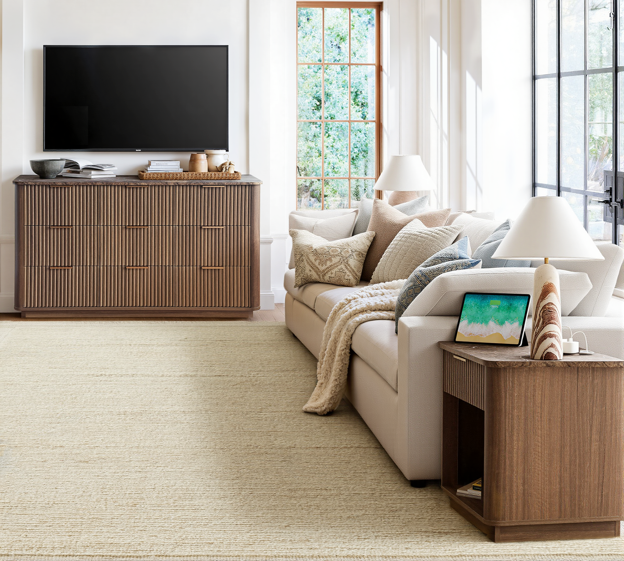 MINORA™ Arco Fluted 9 dresser Bedroom Set – Walnut