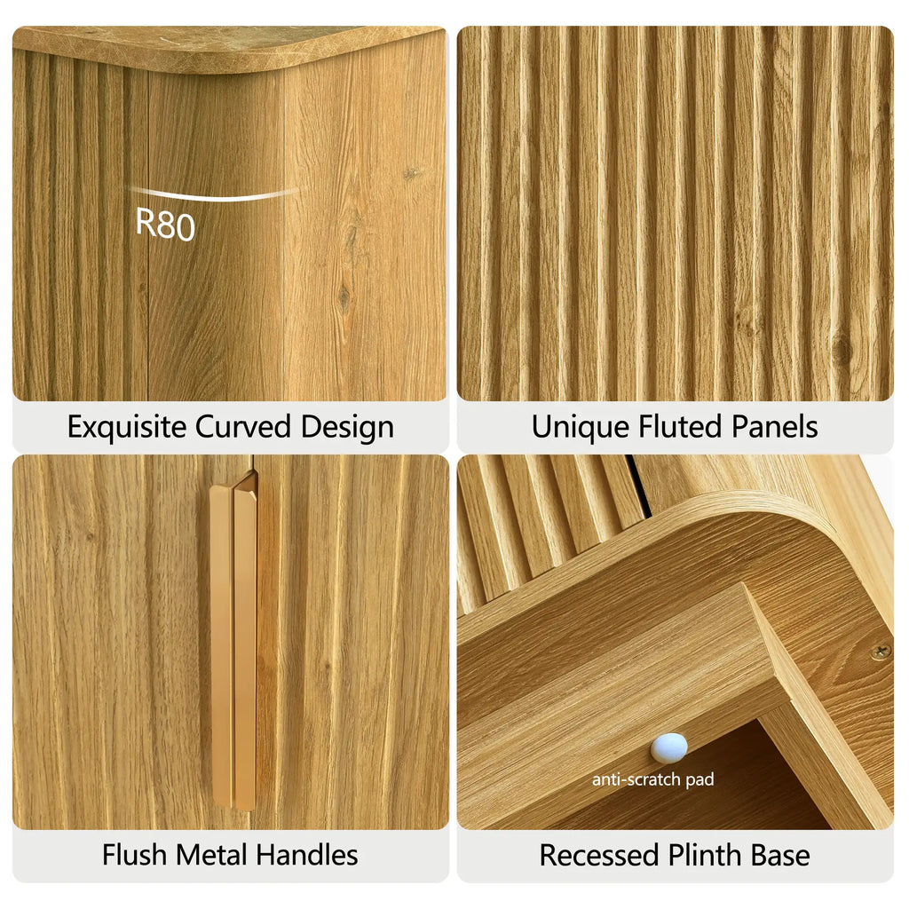 Fluted 4-Door Sideboard – Golden Oak