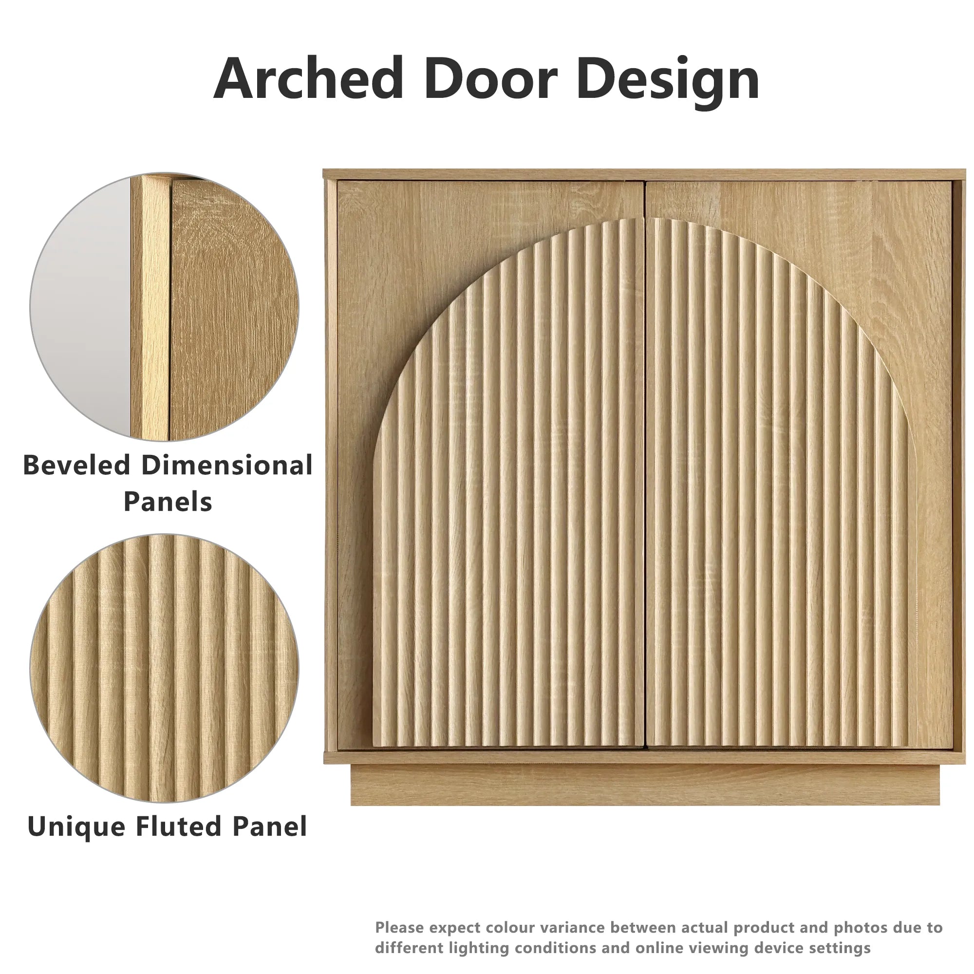 MIN FlU™ Fluted  2-Door Small Sideboard Oak