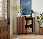 win2win Buffet Cabinet with Storage, Mid Century Modern Sideboard with Wave Design, Wood Grain Finish, Credenza with Adjustable Shelves, Modular Accent Cabinets for Living Dining Room Hallway, Walnut