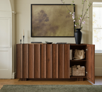 win2win 61.7" Buffet Cabinet with Storage, Mid Century Modern Sideboard with Wave Design, Wood Grain Finish, Credenza with Adjustable Shelves, Modular Cabinets for Living Dining Room Hallway, Walnut
