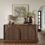 Fluted 4-Door Buffet Cabinet  Walnut