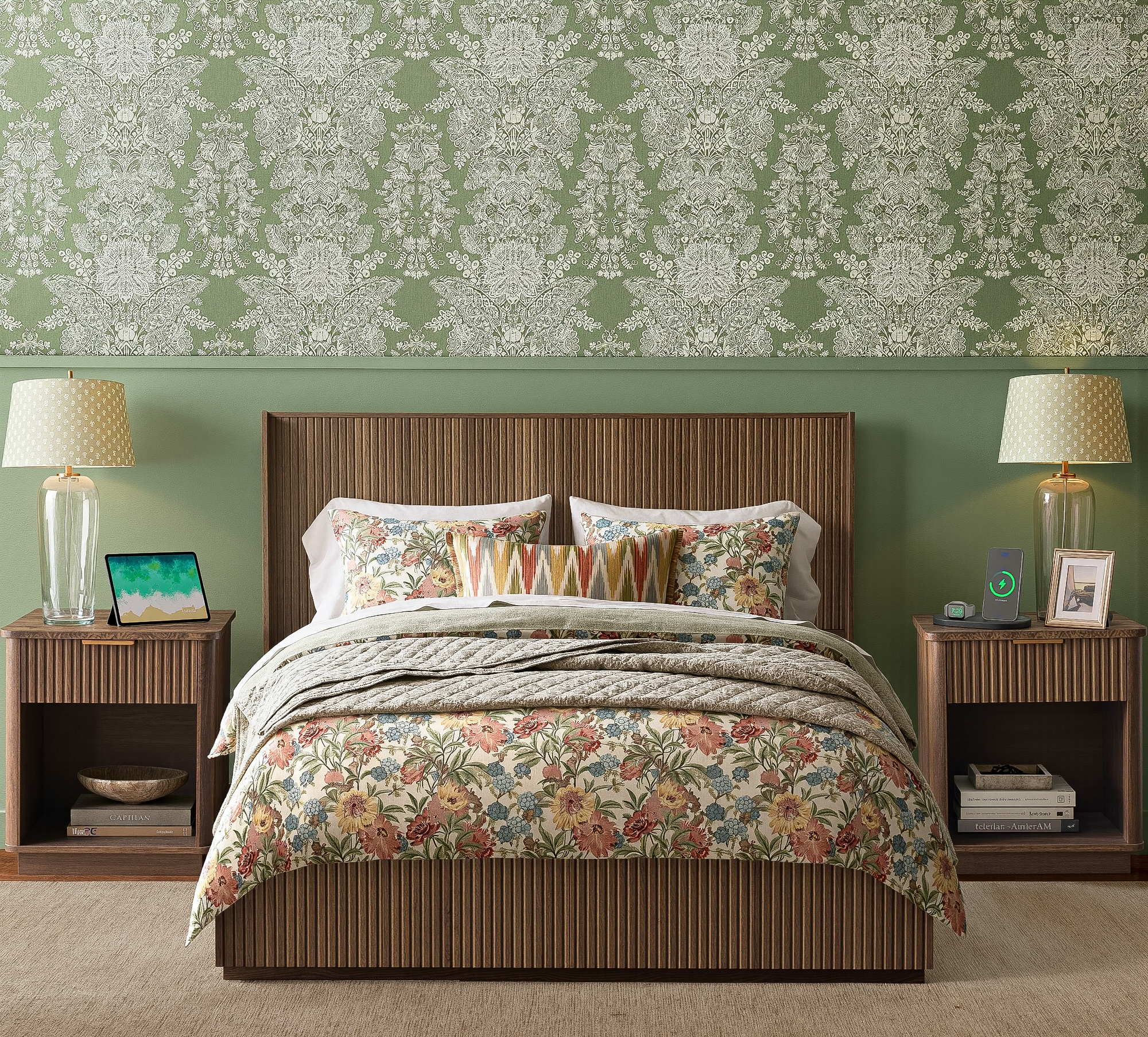MINORA™ Arco Fluted 9 dresser Bedroom Set – Walnut