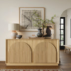 Fluted 4-Door Buffet Cabinet  Oak