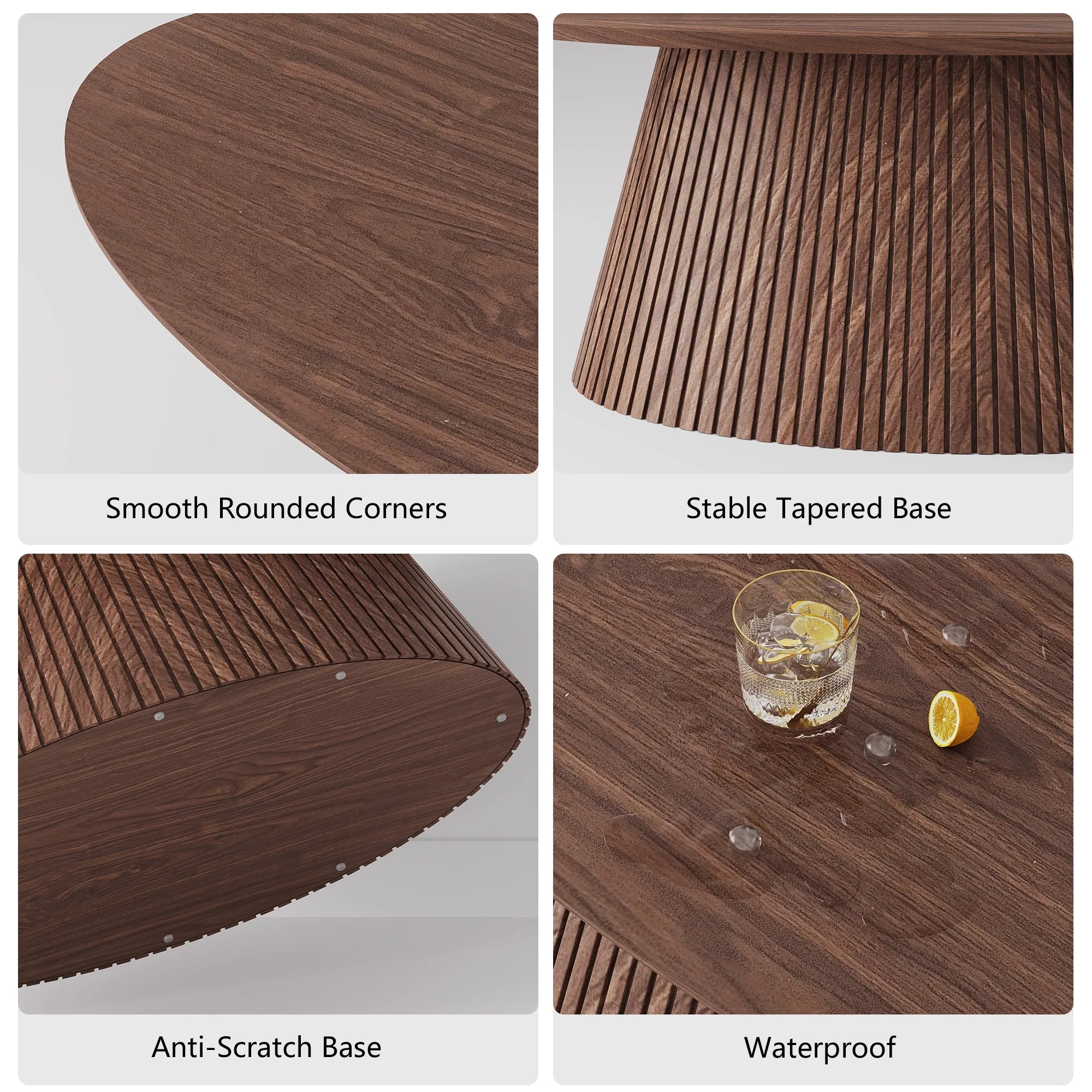 Groove Oval Lounge Table - Walnut