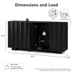 win2win Buffet Cabinet with Storage, Mid Century Modern Sideboard with Wave Design, Wood Grain Finish, Credenza with Adjustable Shelves, Modular Cabinets for Living Dining Room Hallway, Black