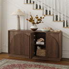Fluted 4-Door Buffet Cabinet  Walnut