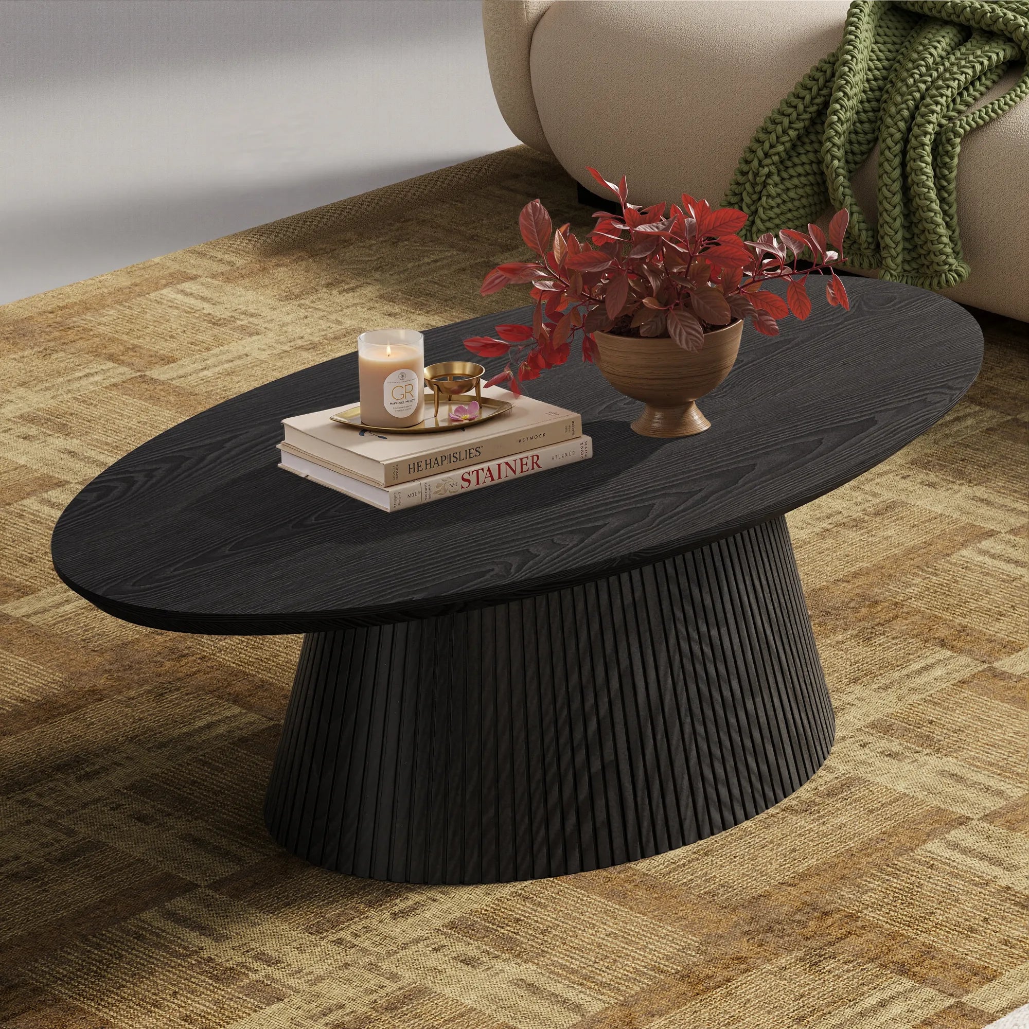MIN FlU™Groove Oval Lounge Table - Black