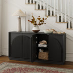 Fluted 4-Door Buffet Cabinet Black